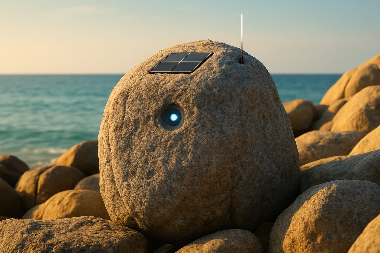NowYouSea connected rock placed on a rocky coastline
